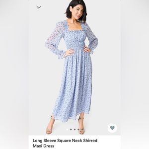 gibsonlook Long Sleeve Square Neck Shirred Maxi Dress